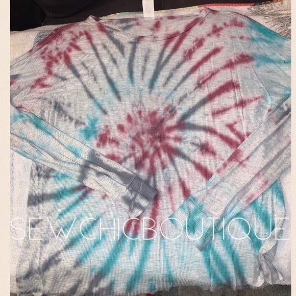 Teal & Purple Thermal Thermal Knit Tie Dye - Picture 4 of 7